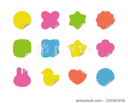 A variation set of simple sticker-type illustrations 130565456