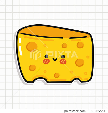 Cute cheese with smiling face 130565551