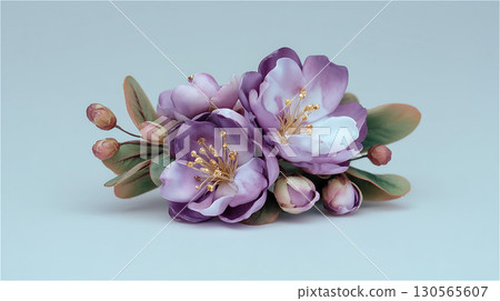 紫色和白色形成美麗對比的小插花。它讓我想起了婚禮上用的髮飾和胸花。 紫色和白色形成美麗對比的小插花。它讓我想起了婚禮上用的髮飾和胸花。 130565607