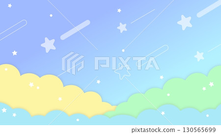Colorful and cute dreamy background of clouds and stars Colorful and cute dreamy background of clouds and stars 130565699