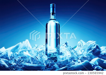 Vodka bottle with no label. Product photography. 130565942