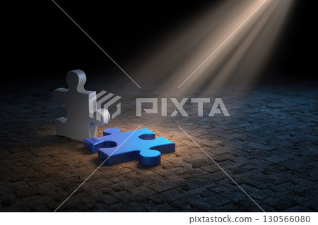 Illuminated Jigsaw Puzzle Pieces Fitting Together in Dramatic Dance of Light and Shadow Illuminated Jigsaw Puzzle Pieces Fitting Together in Dramatic Dance of Light and Shadow 130566080