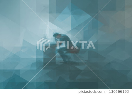 Abstract Background of Triangles Fading into Misty Blue Gradients Abstract Background of Triangles Fading into Misty Blue Gradients 130566193