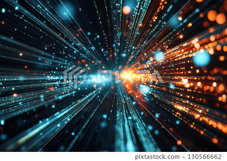 Abstract data streams visualizing 5G technology driving future innovation with vibrant colors and dynamic movement 130566662