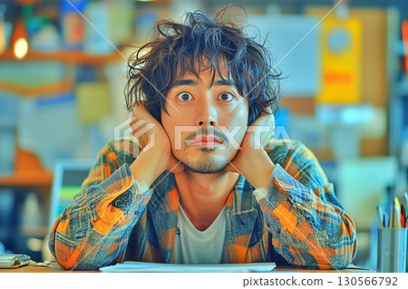 A busy, exhausted man in a daze 130566792