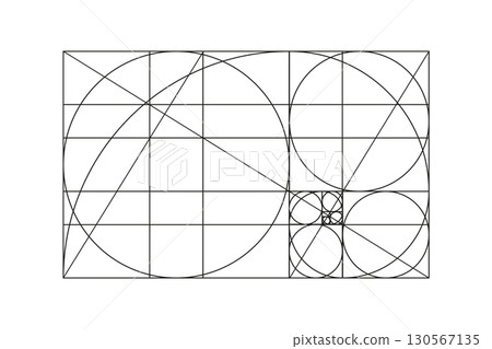 Golden ratio template. Method golden section. Golden proportions. Fibonacci array, numbers. Eps. Vector illustration. Golden ratio template. Method golden section. Golden proportions. Fibonacci array, numbers. Eps. Vector illustration. 130567135