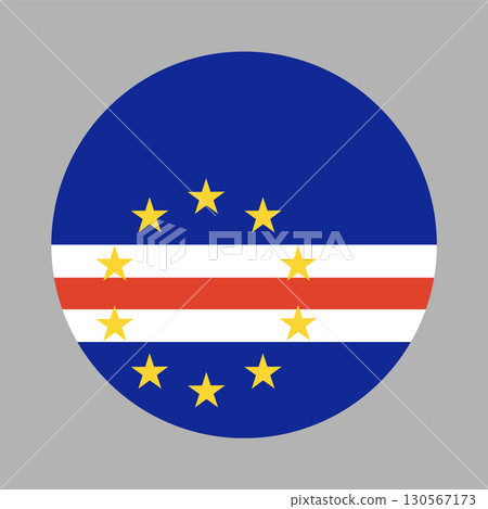 Cape Verde round Flag icon. Circular symbol. Button, banner, icon. National sign. Standard color.  130567173