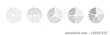Circle division, 1, 2, 3, 4, 5 equal parts. Set of wheel diagrams with one, two, three, four, five segments. Infographic template. Vector illustration. Circle division, 1, 2, 3, 4, 5 equal parts. Set of wheel diagrams with one, two, three, four, five segments. Infographic template. Vector illustration. 130567255