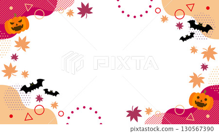 受萬聖節啟發的抽象幾何圖案框架素材。背景材料。 16:9 尺寸。向量 130567390