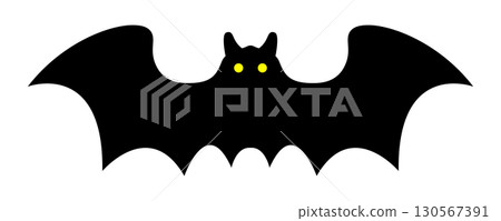 Halloween bat silhouette, one animal, black vector Halloween bat silhouette, one animal, black vector 130567391