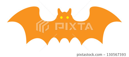 Halloween bat silhouette, one animal, yellow vector 130567393