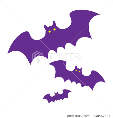 萬聖節蝙蝠剪影,三隻動物,紫色向量圖 萬聖節蝙蝠剪影,三隻動物,紫色向量圖 130567405