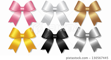 Realistic 3d set of colorful ribbon bow vector illustration Realistic 3d set of colorful ribbon bow vector illustration 130567445