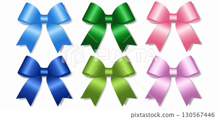 Realistic 3d set of colorful ribbon bow vector illustration Realistic 3d set of colorful ribbon bow vector illustration 130567446