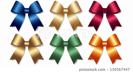 Realistic 3d set of colorful ribbon bow vector illustration Realistic 3d set of colorful ribbon bow vector illustration 130567447
