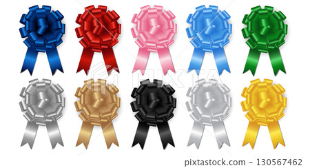Set of 3d colorful shiny ribbon bow on white background vector illustration, Set of 3d colorful shiny ribbon bow on white background vector illustration, 130567462