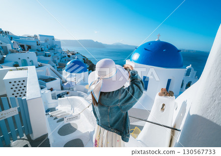 Santorini Blue Dome 130567733