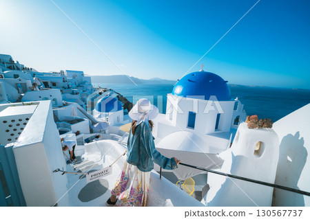 Santorini Blue Dome 130567737