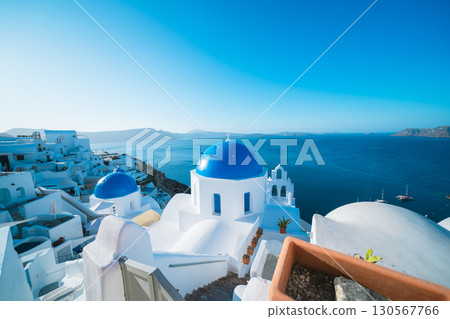 Santorini Blue Dome 130567766