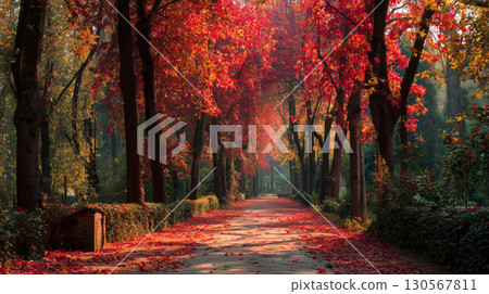 Autumn leaves tunnel 130567811