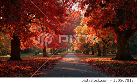 Autumn leaves tunnel 130567812
