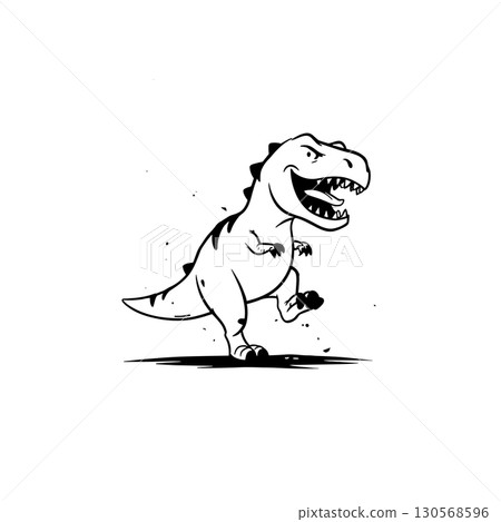 Albertosaurus. Albertosaurus simple black and white line art vector logo 130568596