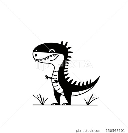 Allosaurus. Allosaurus simple black and white line art vector logo Allosaurus. Allosaurus simple black and white line art vector logo 130568601