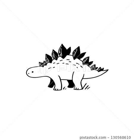 Ankylosaurus. Ankylosaurus simple black and white line art vector logo 130568610