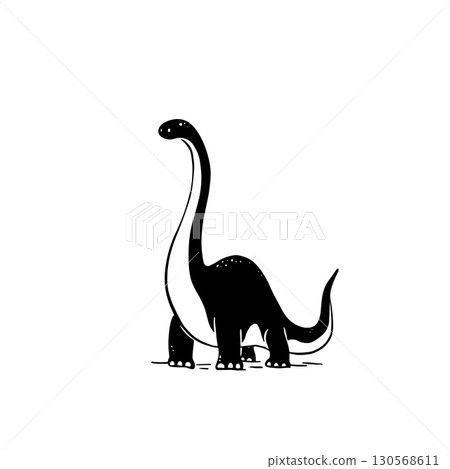 Apatosaurus. Apatosaurus simple black and white line art vector logo 130568611