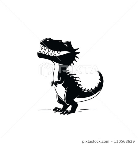 Carnotaurus. Carnotaurus simple black and white line art vector logo 130568629