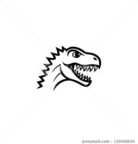 Carnotaurus. Carnotaurus simple black and white line art vector logo Carnotaurus. Carnotaurus simple black and white line art vector logo 130568630