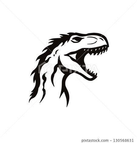 Carnotaurus. Carnotaurus simple black and white line art vector logo 130568631