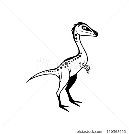 Compsognathus. Compsognathus simple black and white line art vector logo Compsognathus. Compsognathus simple black and white line art vector logo 130568633