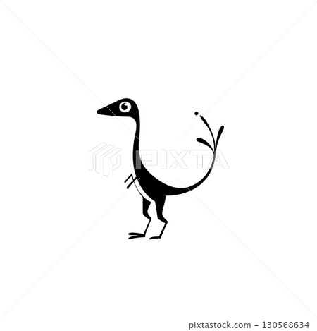 Compsognathus. Compsognathus simple black and white line art vector logo Compsognathus. Compsognathus simple black and white line art vector logo 130568634