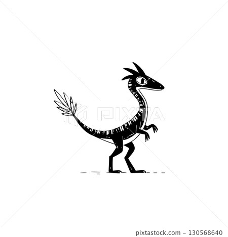 Dilophosaurus. Dilophosaurus simple black and white line art vector logo Dilophosaurus. Dilophosaurus simple black and white line art vector logo 130568640