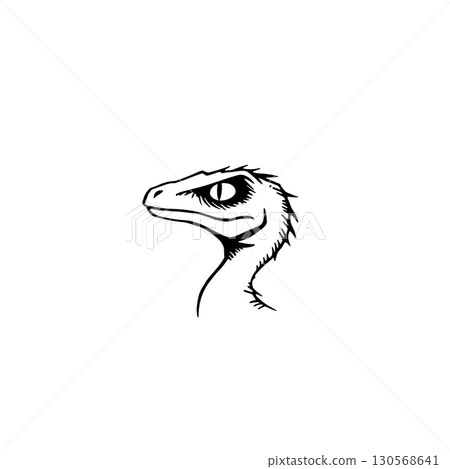 Dilophosaurus. Dilophosaurus simple black and white line art vector logo Dilophosaurus. Dilophosaurus simple black and white line art vector logo 130568641