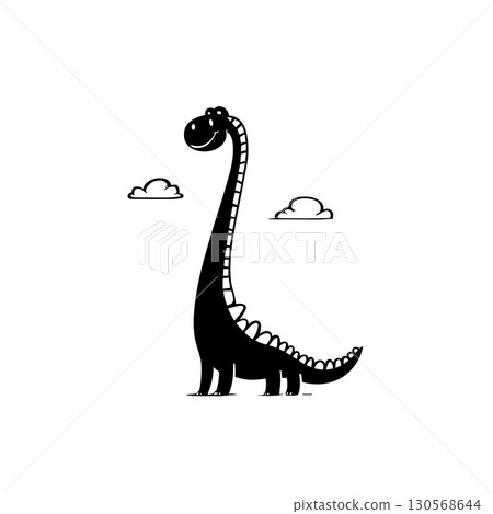 Diplodocus. Diplodocus simple black and white line art vector logo Diplodocus. Diplodocus simple black and white line art vector logo 130568644