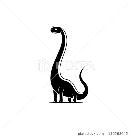 Diplodocus. Diplodocus simple black and white line art vector logo Diplodocus. Diplodocus simple black and white line art vector logo 130568645