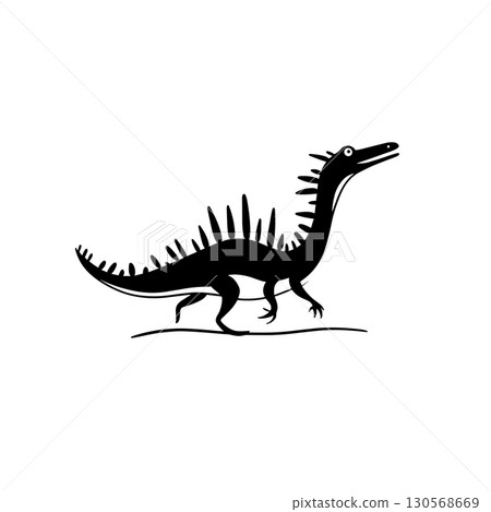 Spinosaurus. Spinosaurus simple black and white line art vector logo Spinosaurus. Spinosaurus simple black and white line art vector logo 130568669