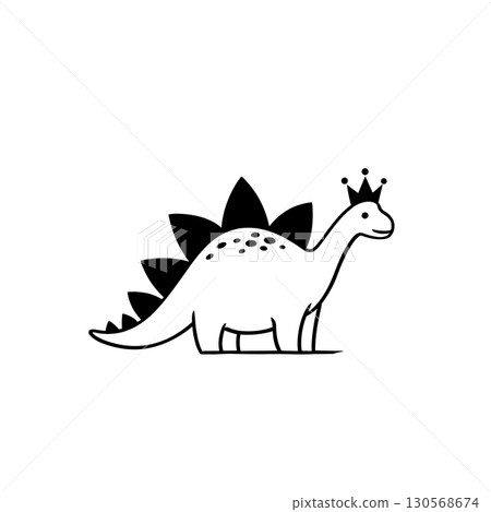 Stegosaurus. Stegosaurus simple black and white line art vector logo Stegosaurus. Stegosaurus simple black and white line art vector logo 130568674
