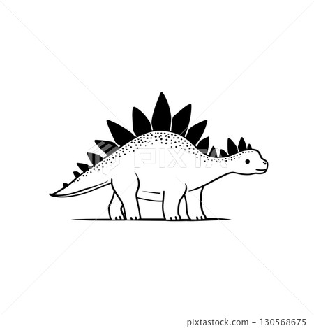 Stegosaurus. Stegosaurus simple black and white line art vector logo Stegosaurus. Stegosaurus simple black and white line art vector logo 130568675