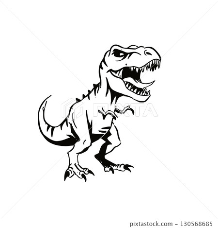 Tyrannosaurus Rex. Tyrannosaurus Rex simple black and white line art vector logo Tyrannosaurus Rex. Tyrannosaurus Rex simple black and white line art vector logo 130568685