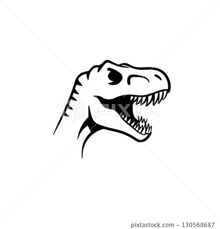 Tyrannosaurus Rex. Tyrannosaurus Rex simple black and white line art vector logo 130568687