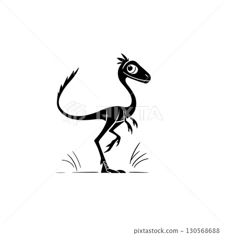 Velociraptor. Velociraptor simple black and white line art vector logo Velociraptor. Velociraptor simple black and white line art vector logo 130568688
