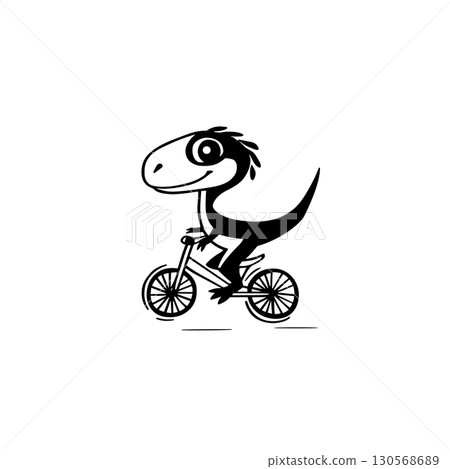 Velociraptor. Velociraptor simple black and white line art vector logo 130568689