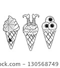 Terrible Halloween Ice Cream, black outline 130568749