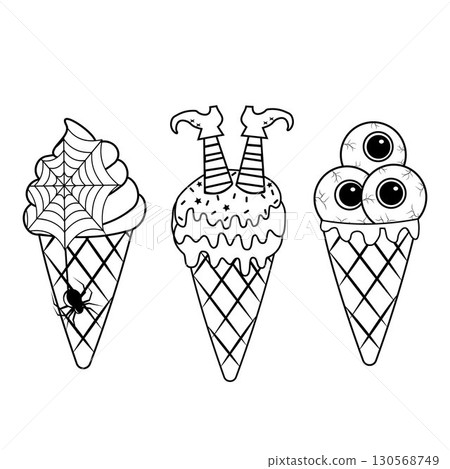 Terrible Halloween Ice Cream, black outline Terrible Halloween Ice Cream, black outline 130568749