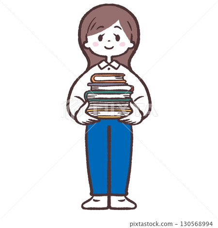 Illustration of a woman holding a book Illustration of a woman holding a book 130568994