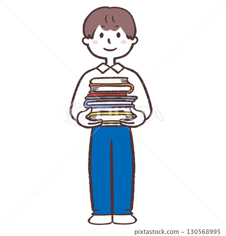 一名男子拿著一本書的插圖 130568995