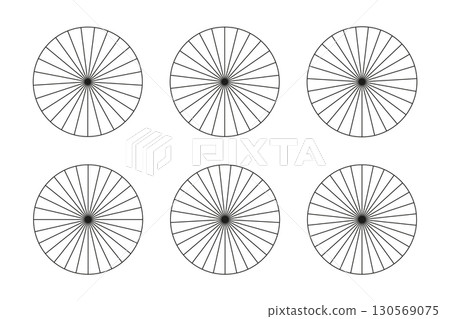 Collection of segmented charts isolated on a white background. Many number of sectors divide the circle on equal parts. Set of pie graphs. Outline thin graphics. Vector illustration. Collection of segmented charts isolated on a white background. Many number of sectors divide the circle on equal parts. Set of pie graphs. Outline thin graphics. Vector illustration. 130569075